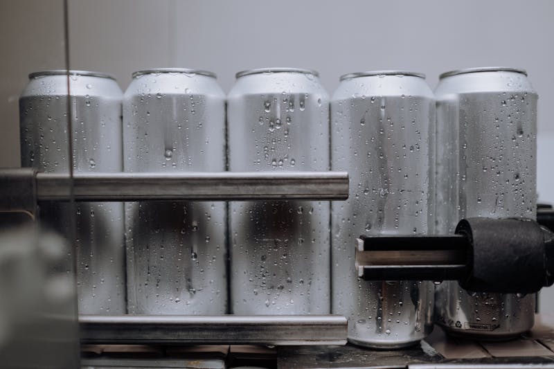 Assorted soft drinks and sodas in cans